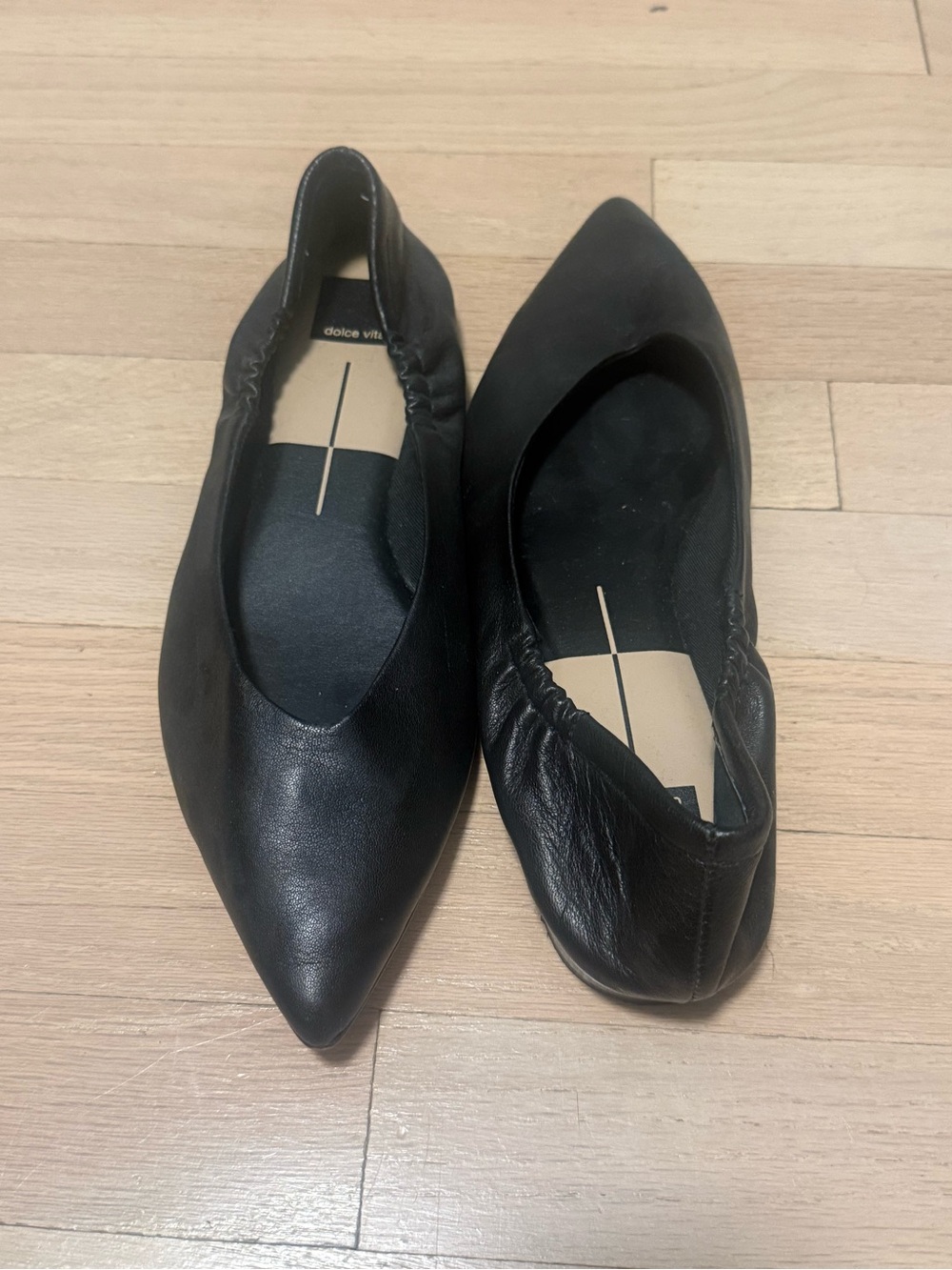 Dolce Vita Black Pointed Leather Flats
